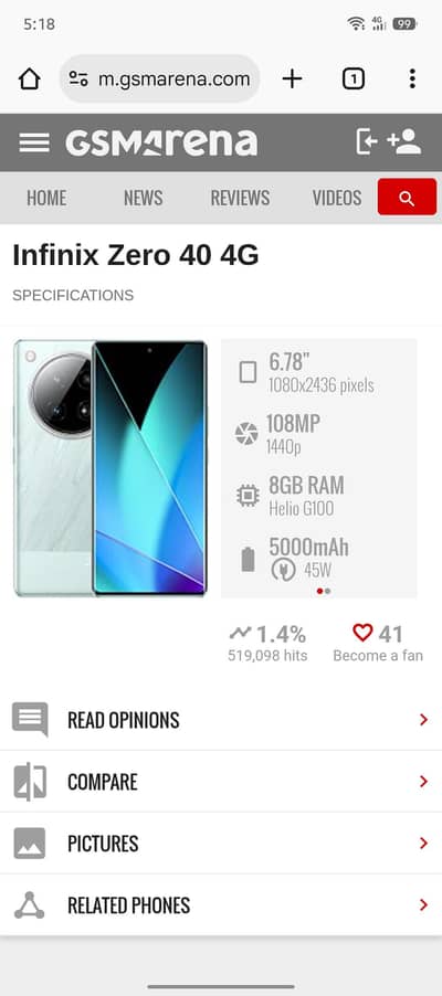 Infinix zero 40 with box and charger