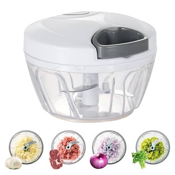 Manual Chopper 500ML - Hand Pull Speedy Chopper - Hand Chopper Food Processor for Onion, Garlic, Veggies, Fruits and Herbs - 3 Stainless Steel Blades