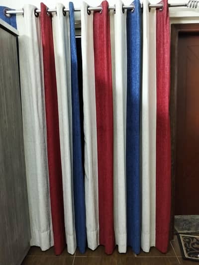 red and blue curtain