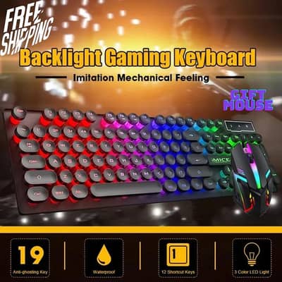 semi mechanical round keys RGB keyboard and mouse combo