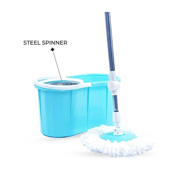 Zidello Spin Mop Steel Bucket, 360-Degree with Microfiber Mop Head
