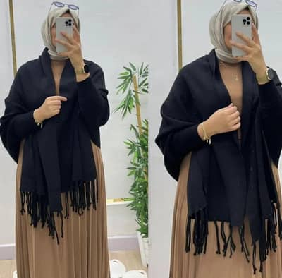 women fleece plain cape shawl