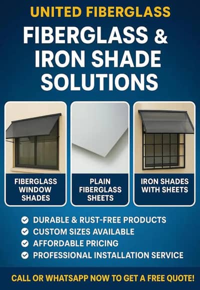 Fiberglass sheets Window Shads & all Fiber - iron work
