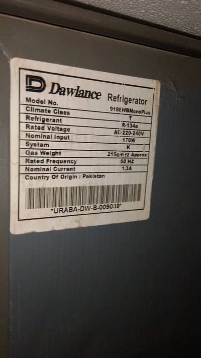 DAWLANCE REFRIGERATOR 03222627419