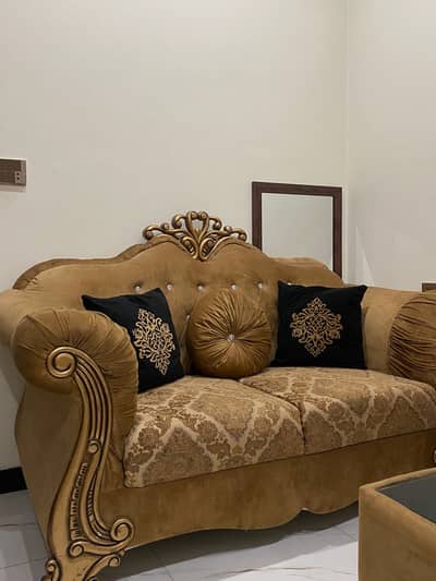 Complete Sofa Set 2+2+1 with Console, Mirror & Table
