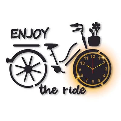wall clock in bicycle design with light