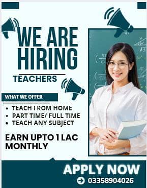 Home and online tutors required