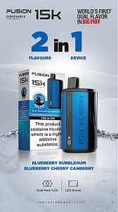 Fusion Dual Tank 15,000 Puffs Disposable Vape