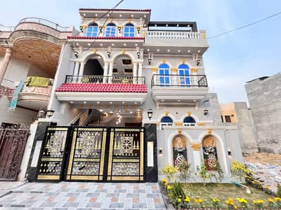6 Marla double story house fr sale brand new home ideal and hot loction carpet road water electricity available 3D ultra model design Spanish look furnished home with wood work gated society 24 hour security guard near GT road near bismillaha socitey