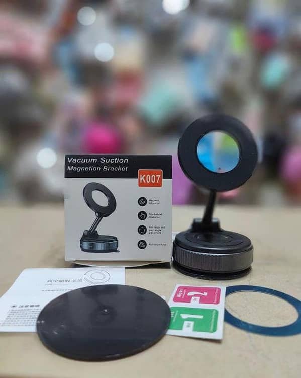 Premium Car Metal Mobile Holder – 360° Rotation | Strong Magnetic Dashboard & Air Vent Mount