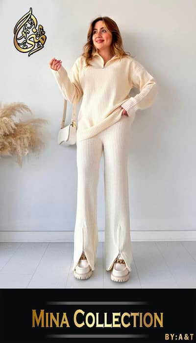 zipper highneck track suit 2 piece