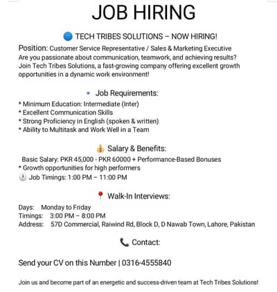 Customer Service Representative - Sales and Marketing