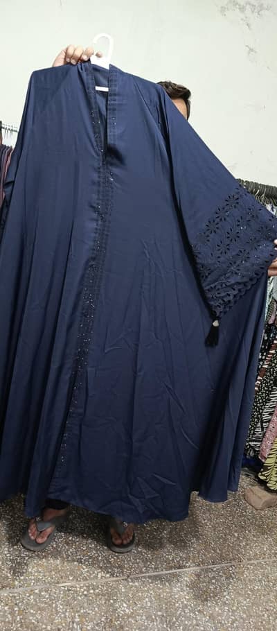 Arabic Open Abaya for Women - Qawyah Work on Sleeves
