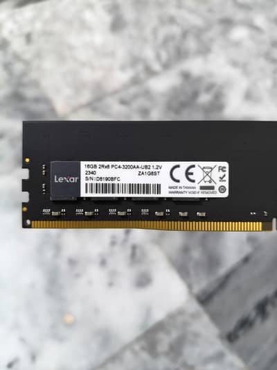Lexar DDR4-3200mHz 16GB x 1 (RAM Memory Modules) for Desktop