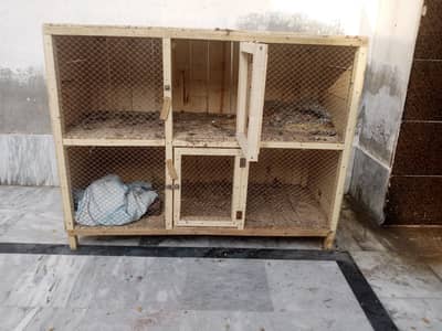 Wooden 2 Portion Birds Cage for Sale