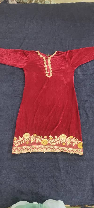 Elegant red velvet tunic