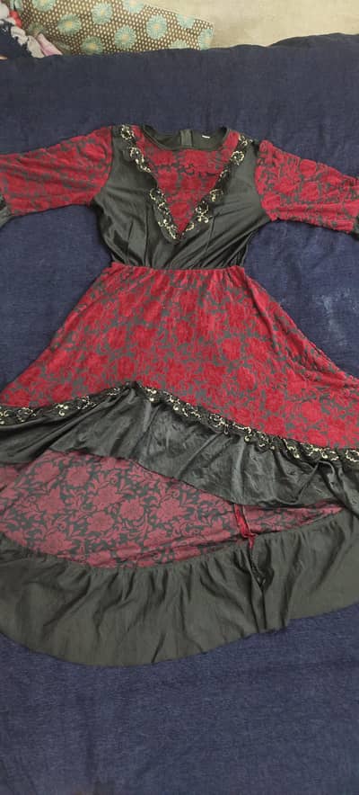 Dark Red and Black High-Low Dress