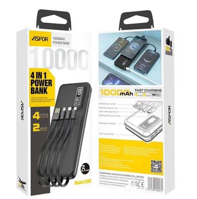 ASPOR A300 POWER BANK ORIGINAL 10000MAH LI-POLYMER BATTERY 4 IN1 POWER