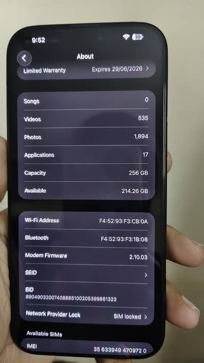 iphone 16 pro max  black beauty 256gb  bax cabel Sath ha 100health ha