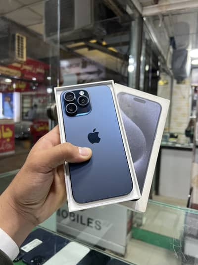 Iphone 15pro max blue titanium jv 256gb with box
