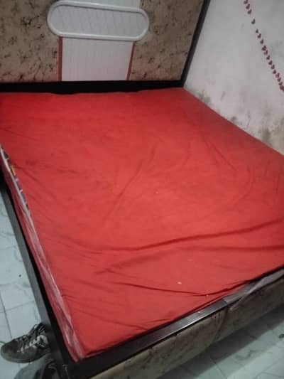wooden bed set with almari
