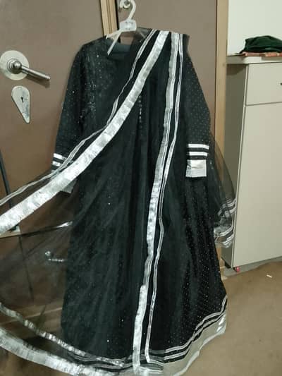 black chiffon with silver stone new maxi style