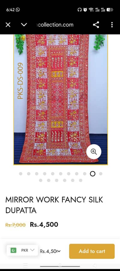 Silk fabric dubata Tabile with gold block hand print with morior work