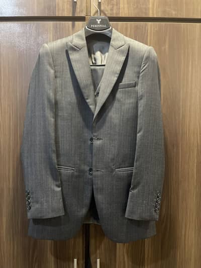 3 Piece Suit - Brushed Grey Color - Premium Stitching