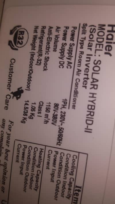 solar hybrid 2  ( 1.5 ton) only 4 month used.