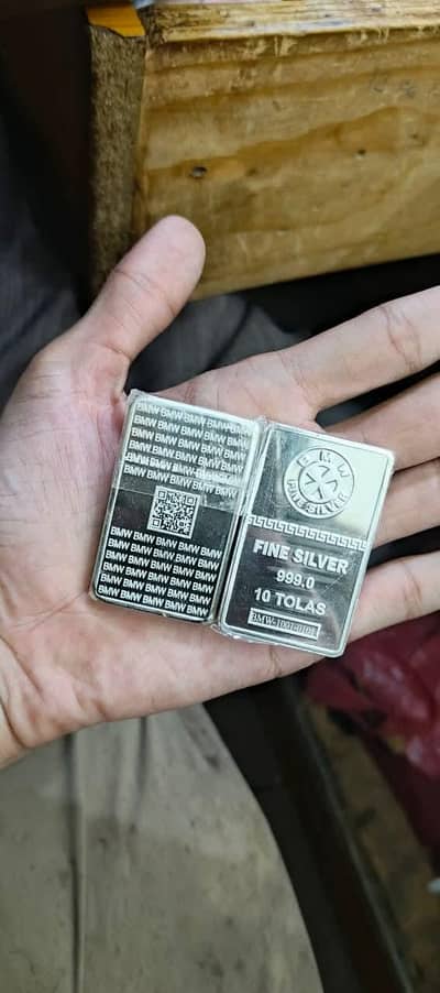 original BMW 10 tola (116.64g) Fine Silver Bar 999.0 certificate xrf t