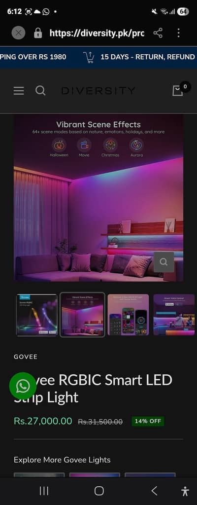 Govee RGB LED Strip Light 49.2 feet