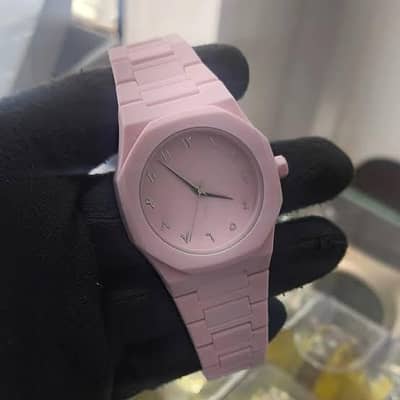 Premium Quality Pink Aura Watch For Ladies Fiber