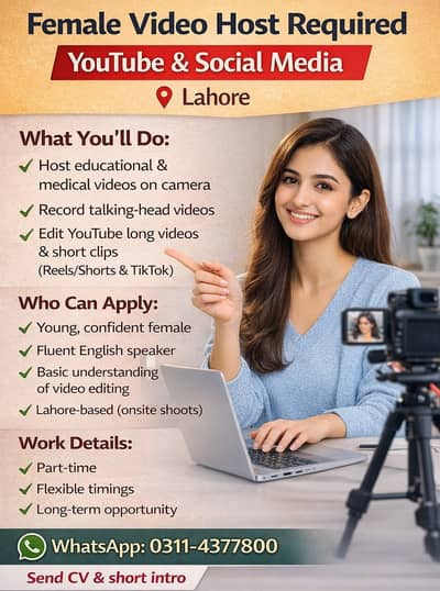 Video Recording Youtube Medical Lecture, Video Editing, Female, Lahore