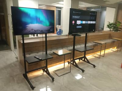 LCD LED tv Floor stand with wall mount & wheel For office home