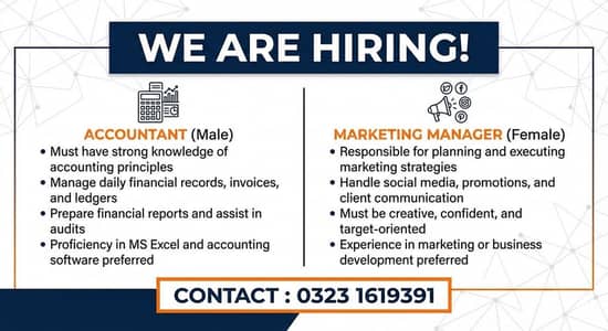 Accountant (Male) || Marketing Manager (Female) || Jobs