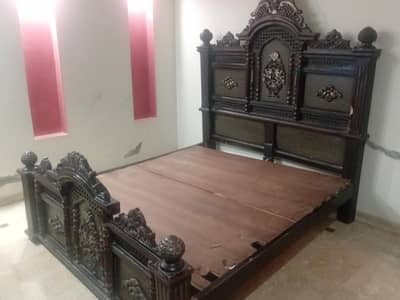 solid wood carved bed
