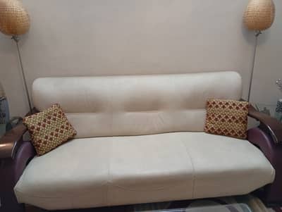 7 seater sofa leather cover off-white and maroon