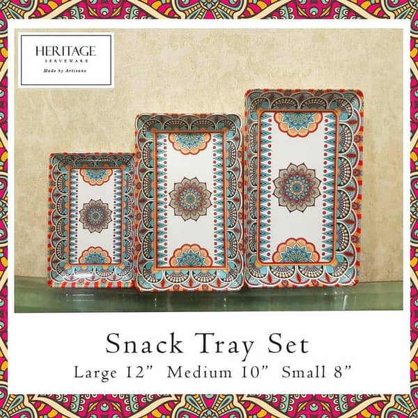 Snack Serving Tray Set [Set of 3]