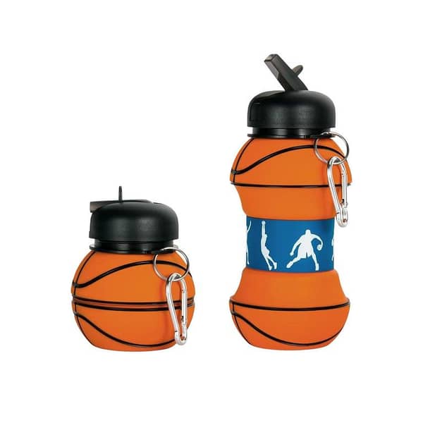Collapsible Kid's Water Bottle with Basketball Design – Leak-Proof, BPA-Free, Food Grade Silicone