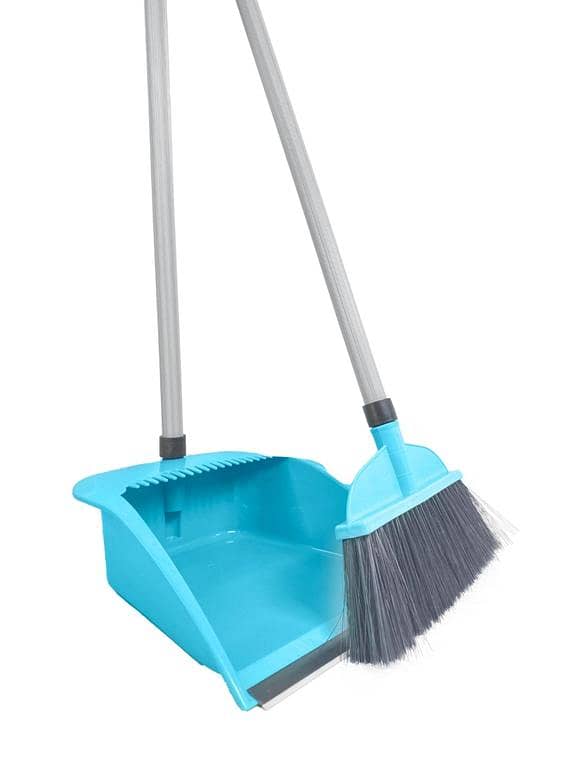 Zidello Self-Cleaning Standing Broom and Dustpan Set