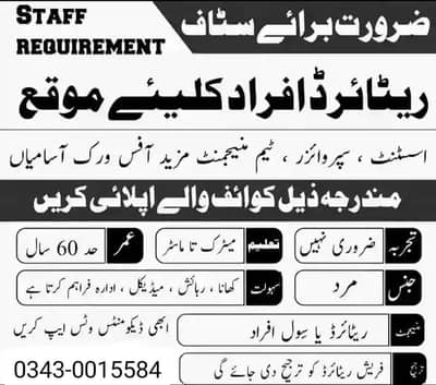 Need Urgent Staff Required