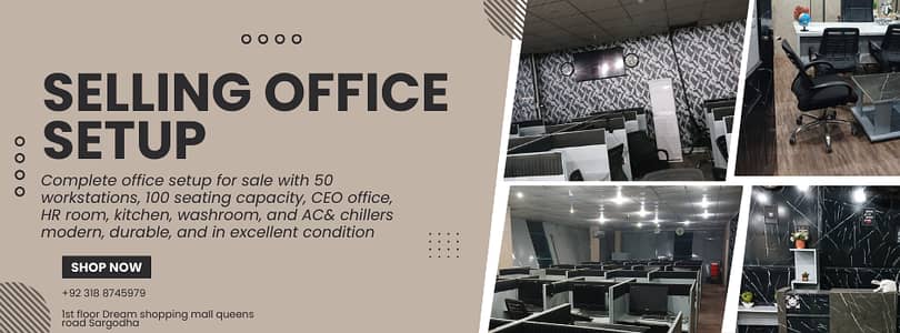 Complete 100‑Seat Office Setup with CEO & HR Rooms – Ready to Use