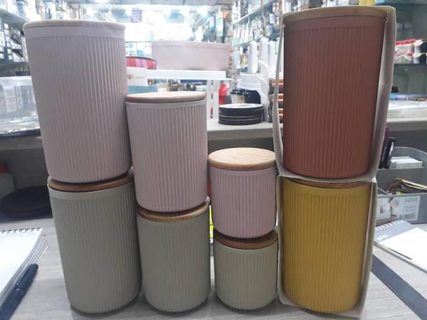 ZIDELLO 3-Pcs Wooden Lid Airtight Storage jar