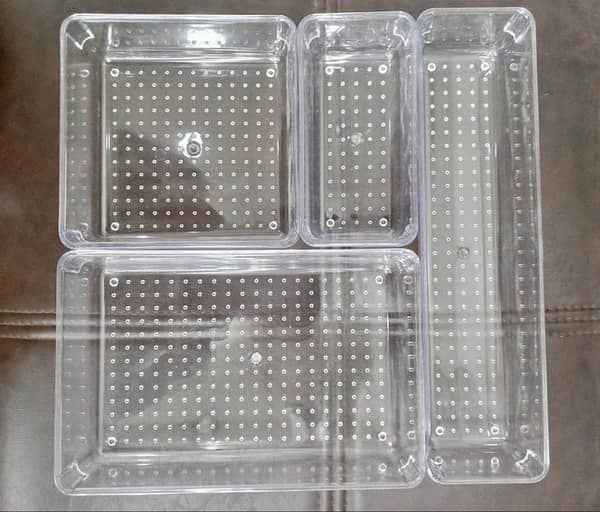 ZIDELLO 4-Piece Acrylic Cosmetics Organizer Set – Stylish, Clear Storage for Makeup and Beauty Essentials