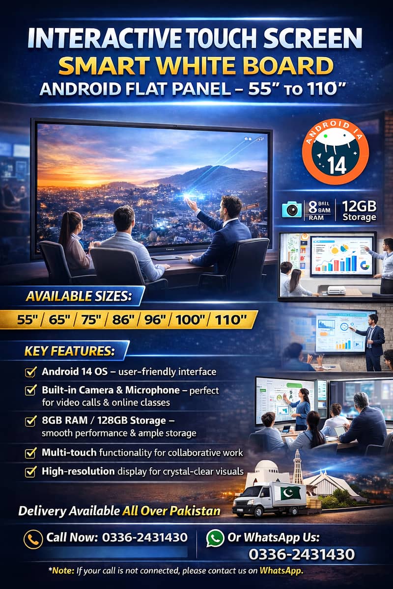 Interactive Touch Screen | Smart White Board | Android Flat Panel 0