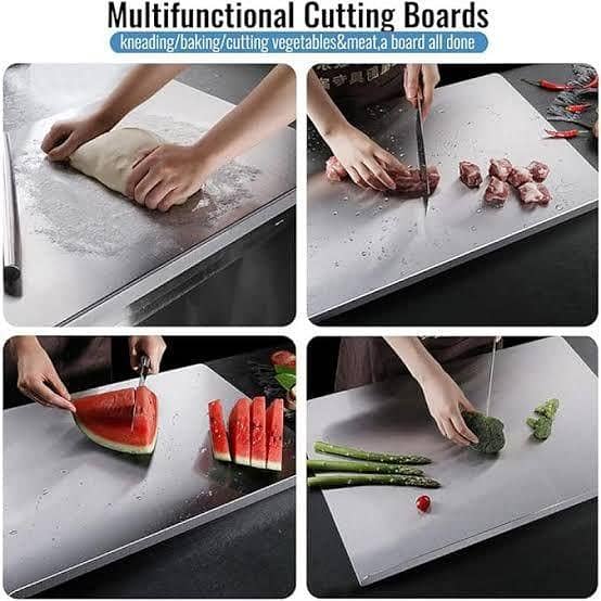 Stainless Steel Cutting Boards for Kitchen Stainless Steel Cutting Boards with Lip Kitchen Steel Chopping Boards Suitable for Meat Fruits Vegetables Bread Baking