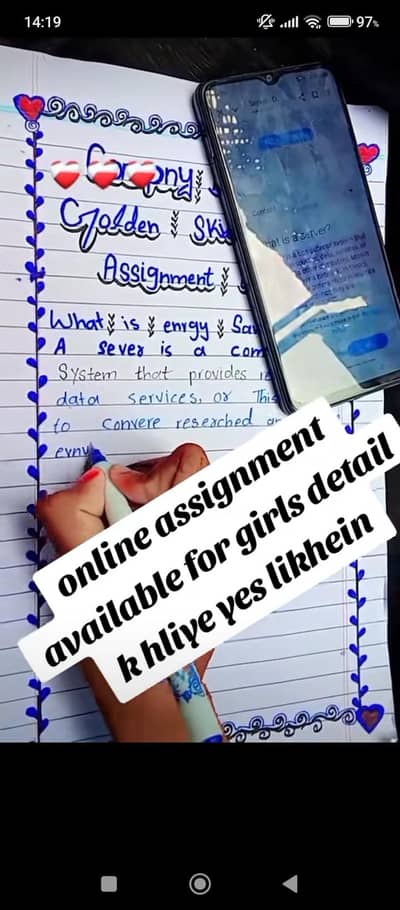 Handwriting Assignment, Typing And Data Entry job Available