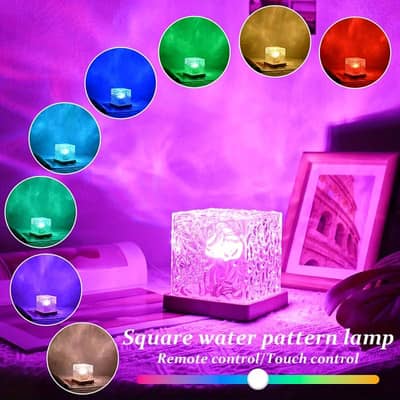 Rotating Water Ripple RGB Crystal Lamp - Dynamic Ocean Flame Light 