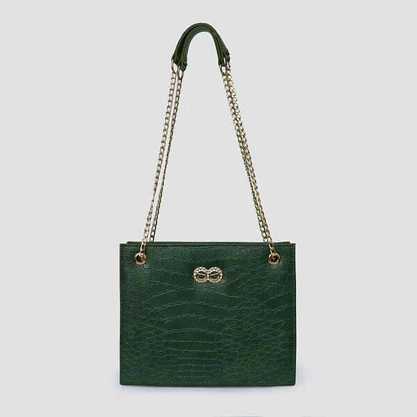 Bella Green Croc Chain Bag