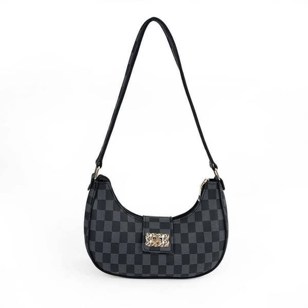 Arc Checkered Black Shoulder Bag